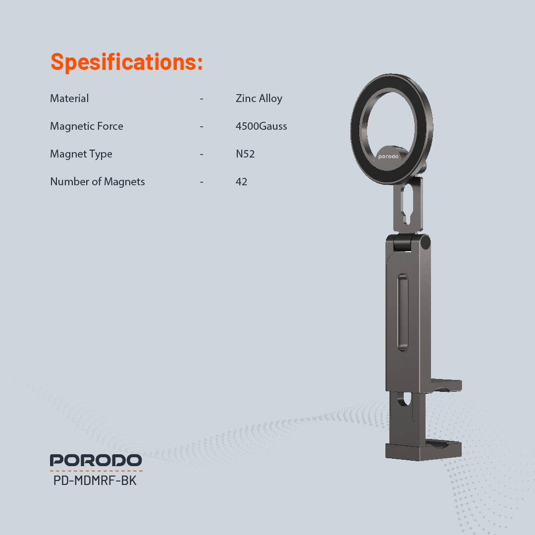 Porodo Zinc Alloy Special Purpose Magsafe Phone Mount - PD-MDMRF-BK