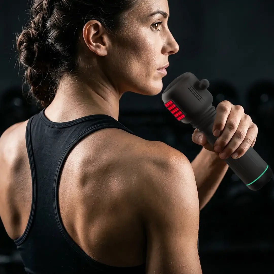 Powerology FLEXFORCE massager in use