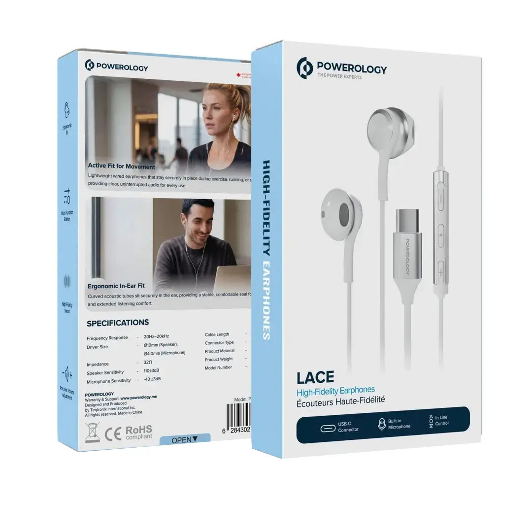 Powerology LACE High-Fidelity Earphones - Black