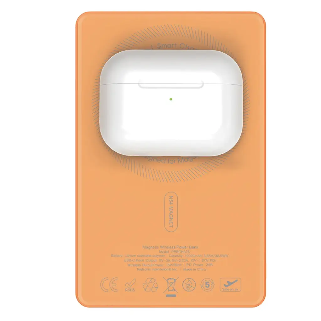 Powerology MagVolt 10000mAh Magnetic Power Bank - PPBCHA75OG - Orange