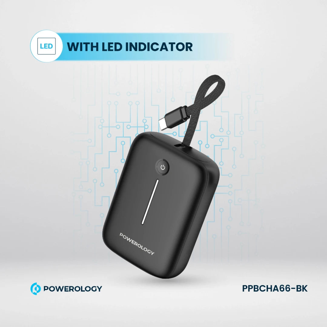 Powerology بنك طاقة بسعة 10000 مللي أمبير - PPBCHA66-BK - أسود