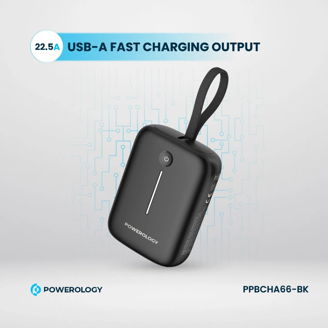 Powerology بنك طاقة بسعة 10000 مللي أمبير - PPBCHA66-BK - أسود