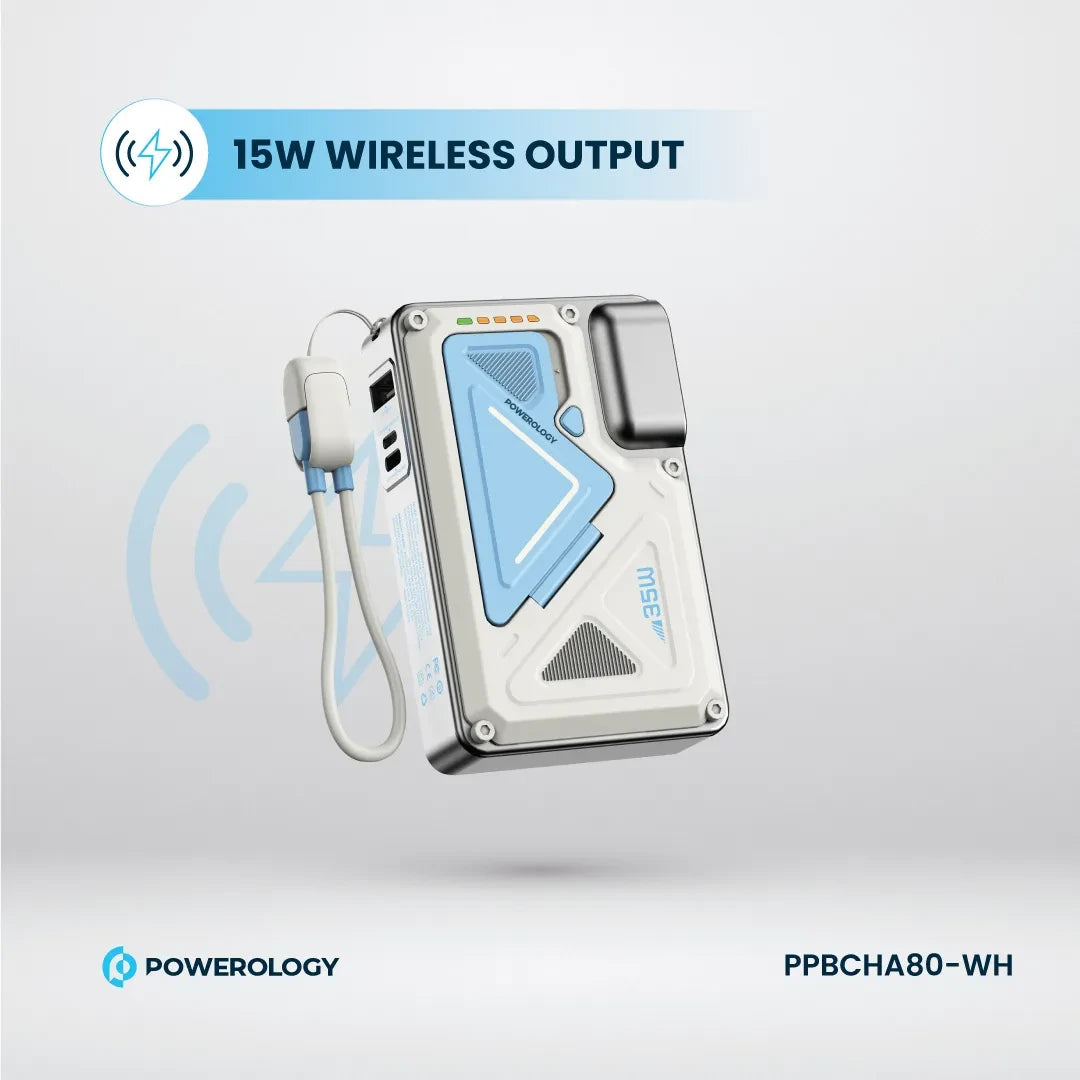 Powerology شاحن حائط ماج سيف بسعة 10000 مللي أمبير - PPBCHA80-WH - أبيض