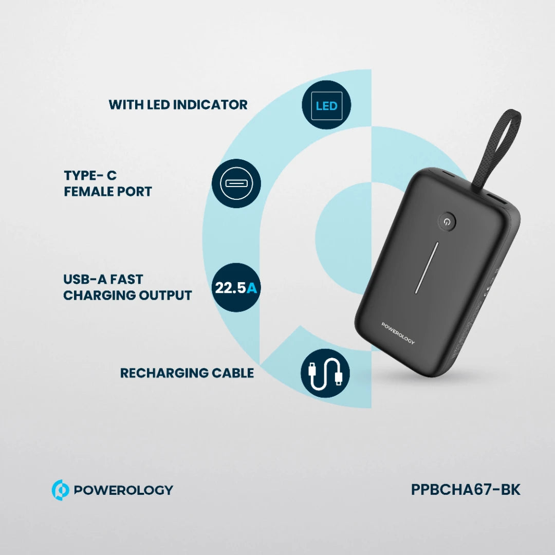 Powerology 20000mAh Power Bank - PPBCHA67BK - Black
