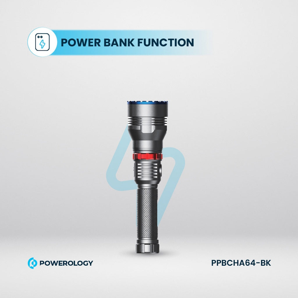 Powerology كشاف LED مقاوم للماء 4000 مللي أمبير - أسود