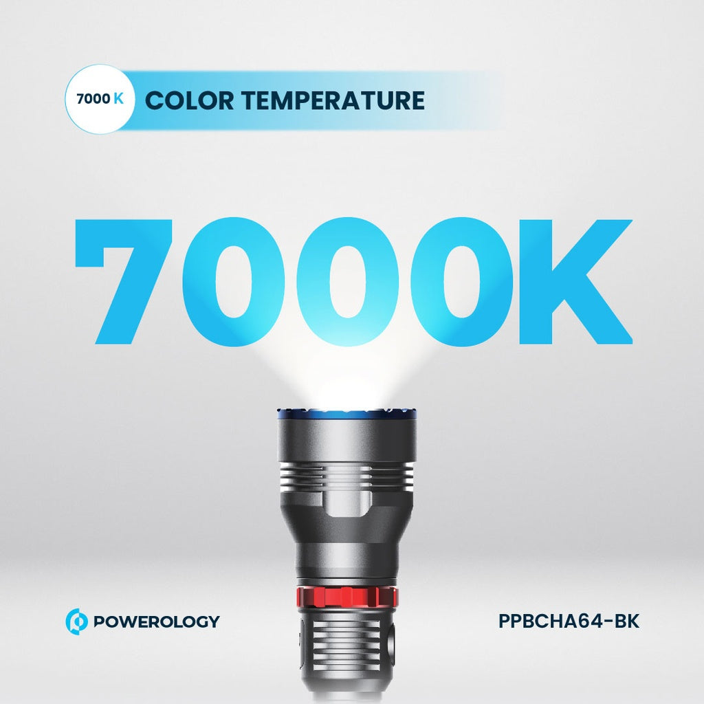 Powerology كشاف LED مقاوم للماء 4000 مللي أمبير - أسود