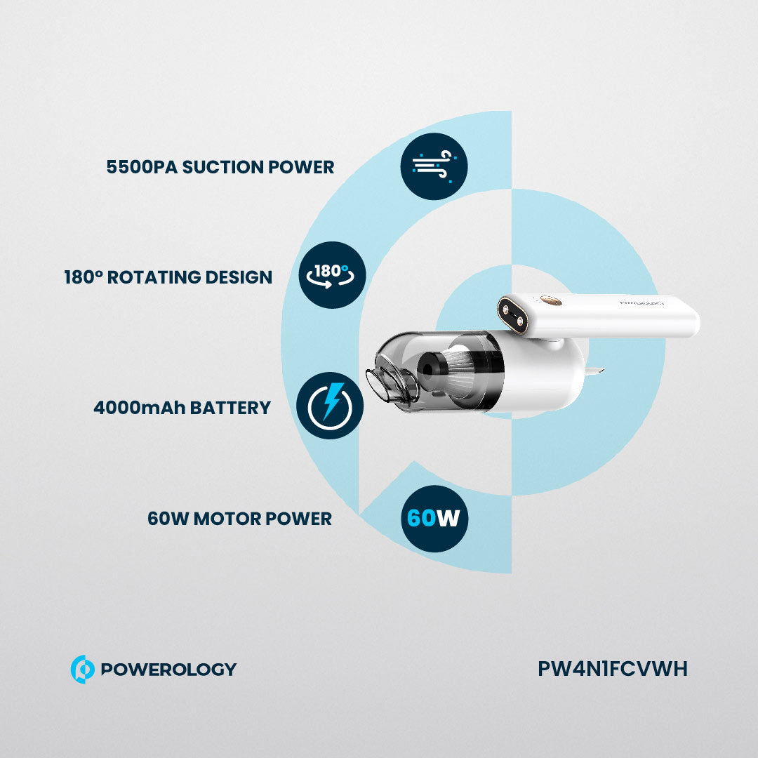 Powerology منفاخ هواء يدوي متعدد الوظائف - PW4N1FCVWH - أبيض