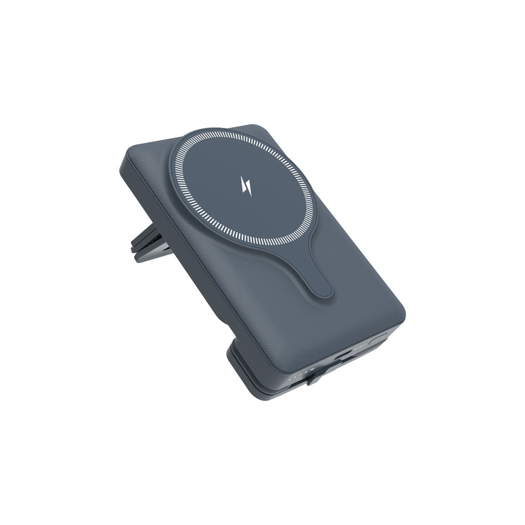 Powerology 5000mAh Powerbank Magsafe Charging Air-Vent Mount - PPBCHA32GY - Gray