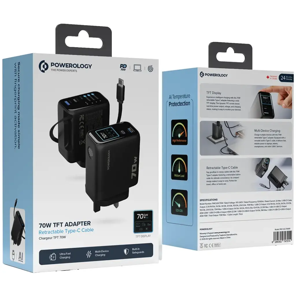 Powerology 70W TFT Adapter - ports