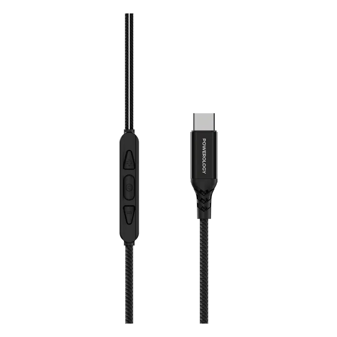 Powerology Voro سماعات سلكية معلقة بمنفذ USB-C - أسود