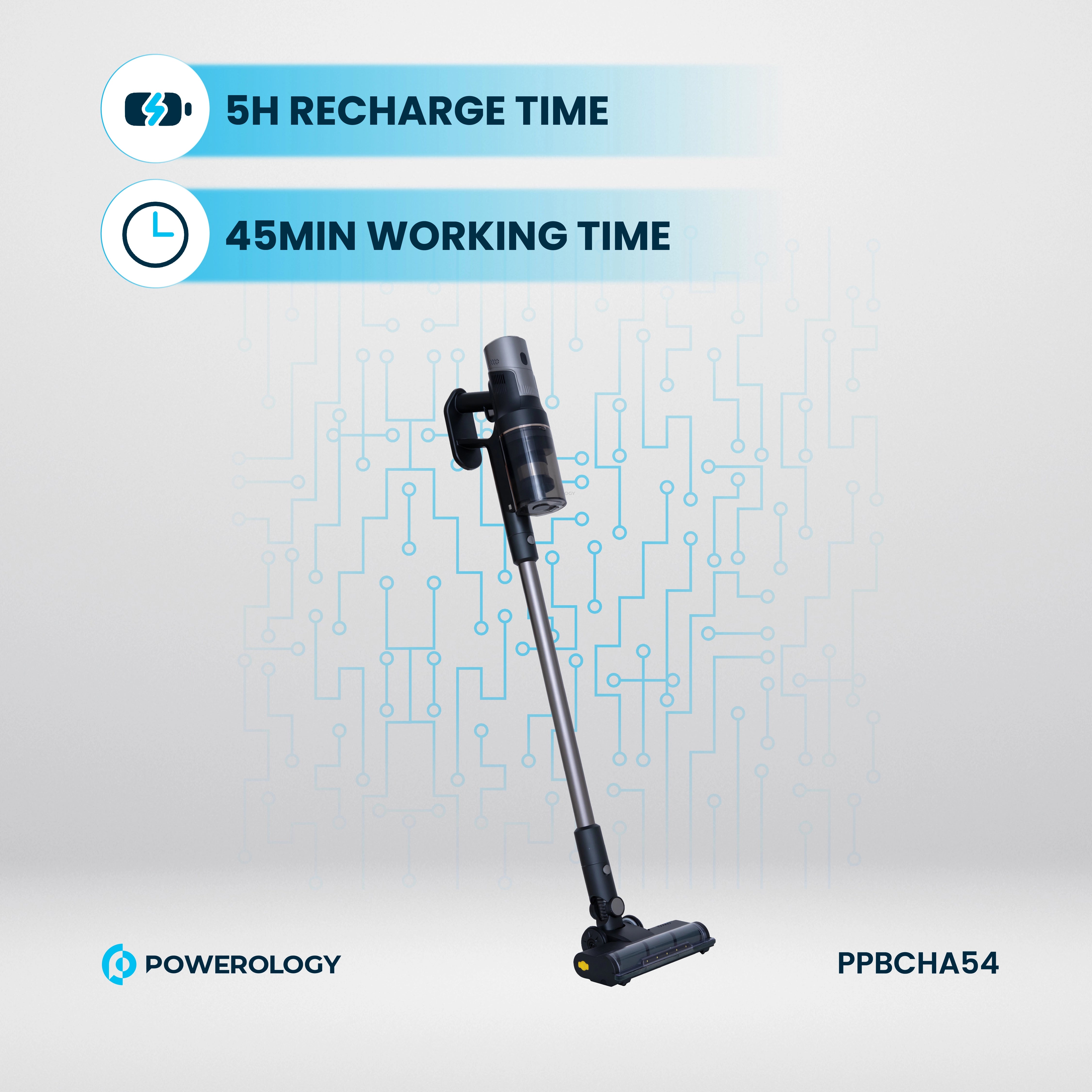 Powerology Cordless Vacuum Auto-Disposal Charging - PPBCHA54 - Black