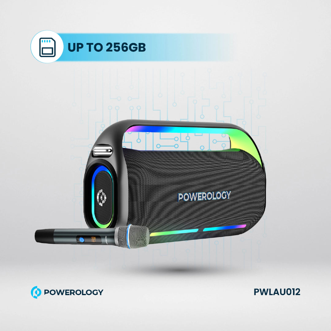 Powerology مكبر صوت للحفلات بصوت جهير عميق - PWLAU012 - أسود