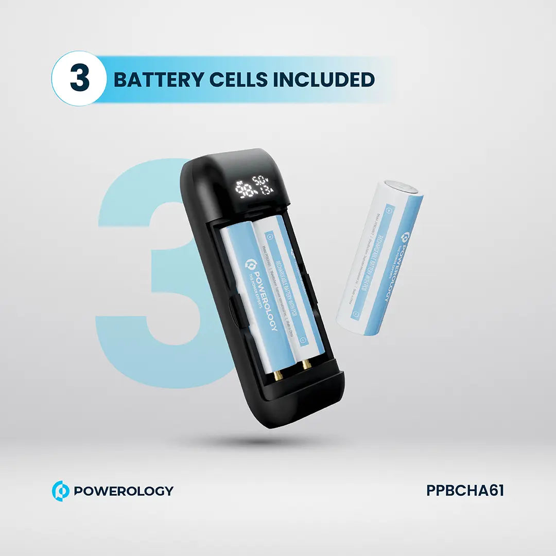 Powerology باور بانك DIY Cell بسعة 10000+5000 مللي أمبير - PPBCHA61 - رمادي