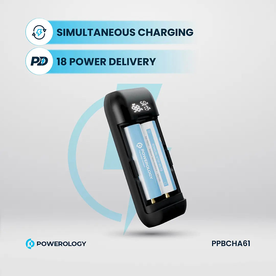 Powerology باور بانك DIY Cell بسعة 10000+5000 مللي أمبير - PPBCHA61 - رمادي