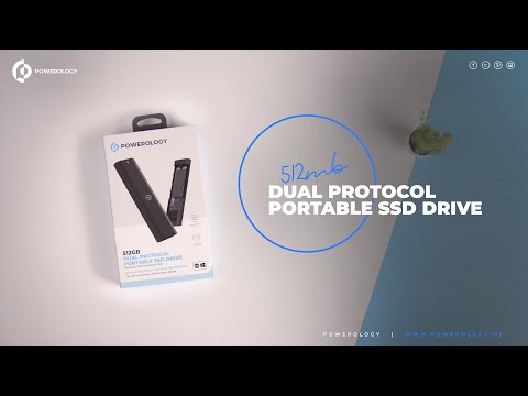 Powerology محرك أقراص SSD محمول ثنائي البروتوكول بسعة 512 جيجابايت، سرعة نقل بيانات فائقة - PWSSD512BK - أسود