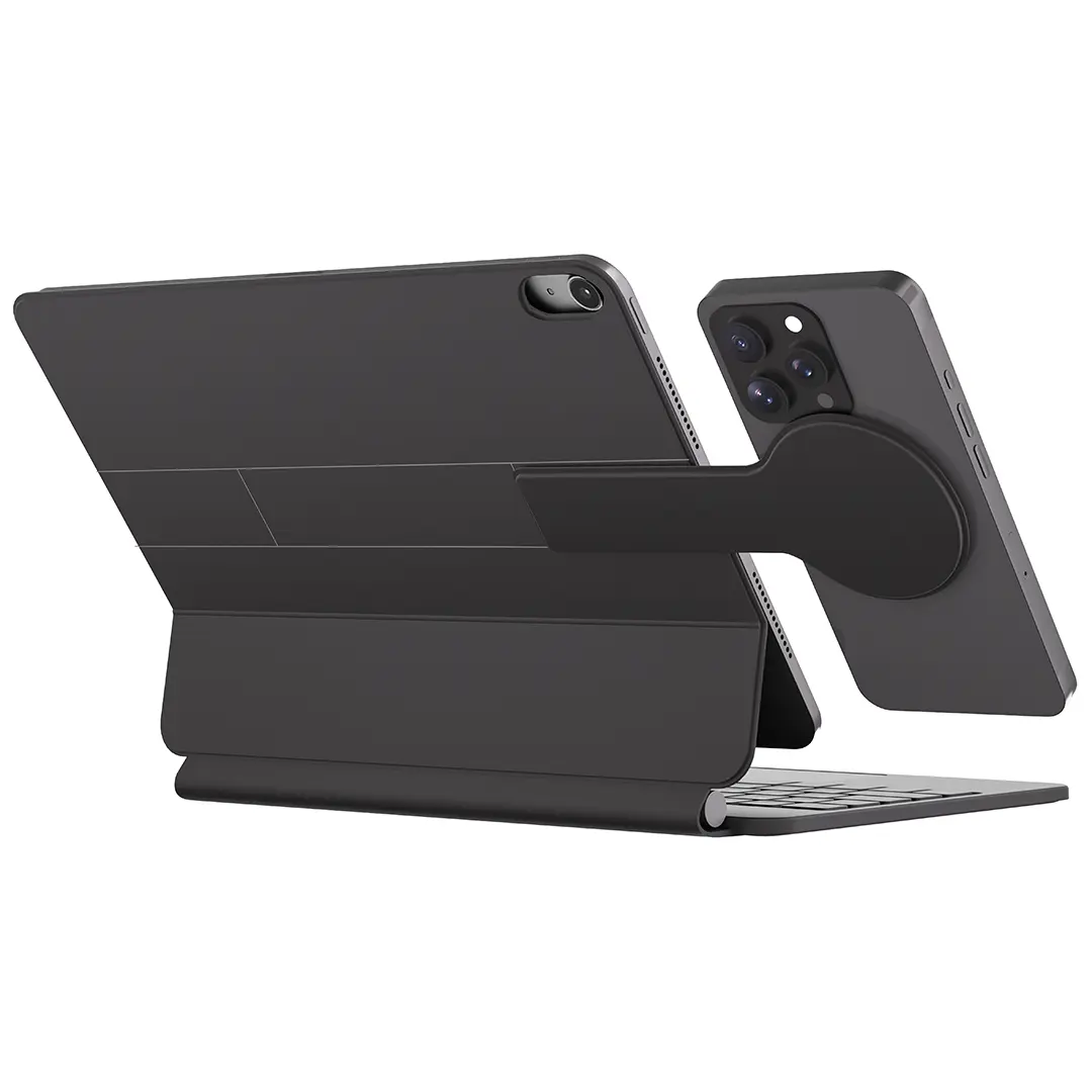Powerology حافظة لوحة مفاتيح لاسلكية من DynaBoard مع حامل هاتف MagSafe مصممة لجهاز iPad Pro 13 بوصة (M4) - PWMK13BK - أسود
