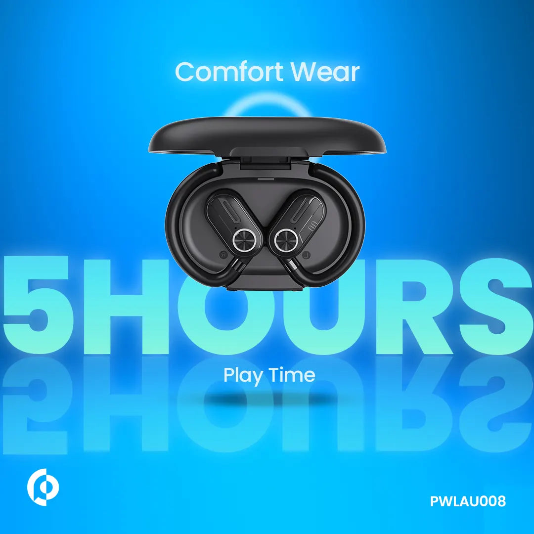 Powerology Open-Ear Wireless Stereo Earbuds - PWLAU008 - Black