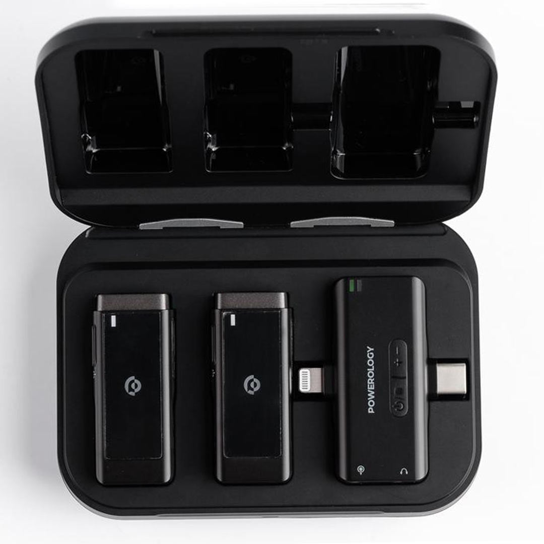 Powerology Wireless Lavalier Microphone - Duo - PWMIC2BK - Black