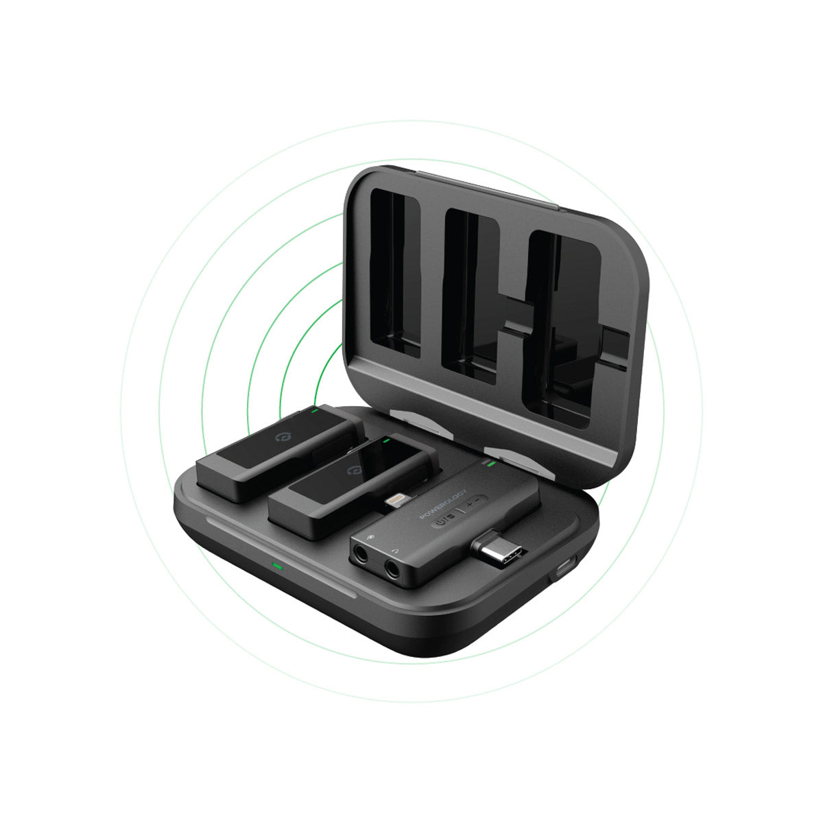 Powerology Wireless Lavalier Microphone - Duo - PWMIC2BK - Black