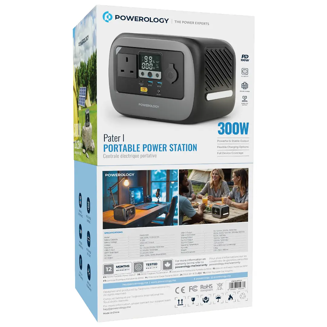 Powerology Pater I محطة طاقة محمولة 300 واط - رمادي