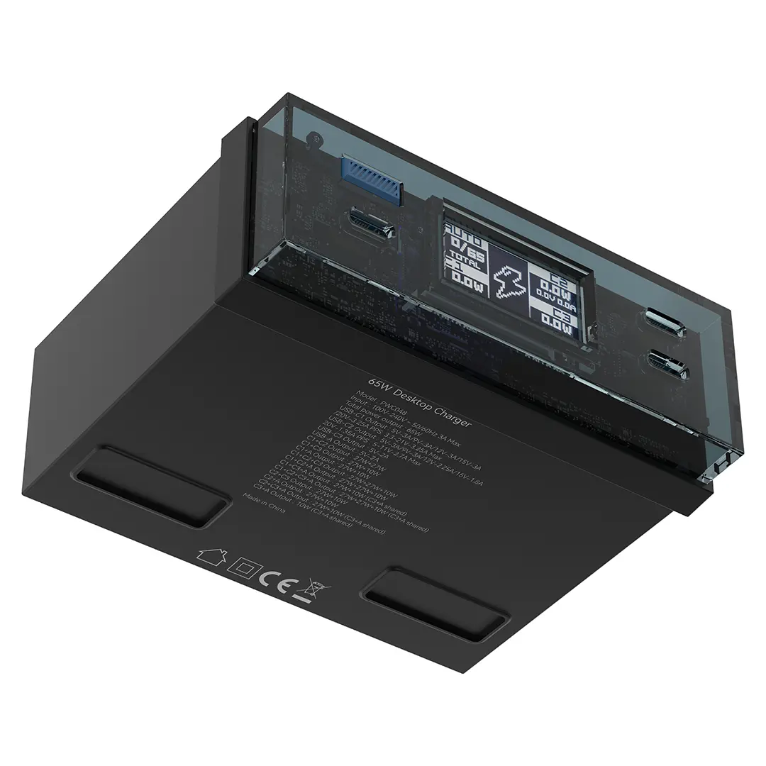 Powerology Power Hub Desktop Charging Station - PWCUQC048BK - Black