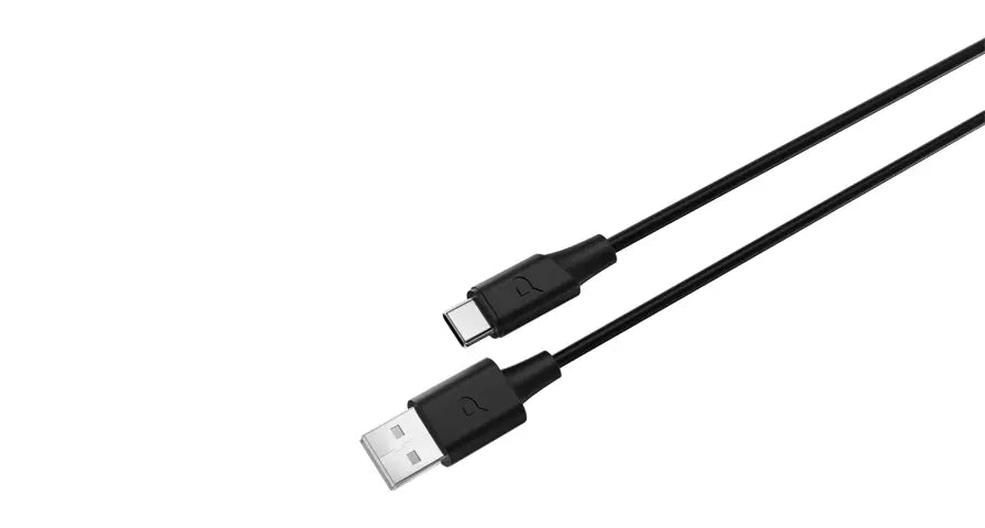Powerology Power Sync Flex كابل USB-A إلى USB-C بطول 2 متر بقوة 20 واط - أسود