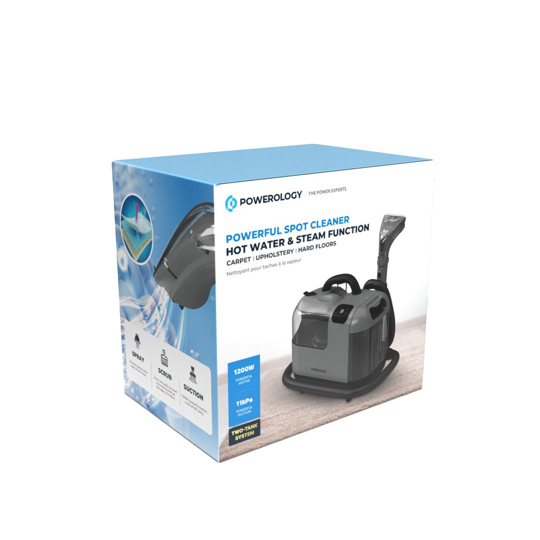 Powerology Powerful Spot & Stain Cleaner Hot Water & Steam Function - PCRTSCGY - Black