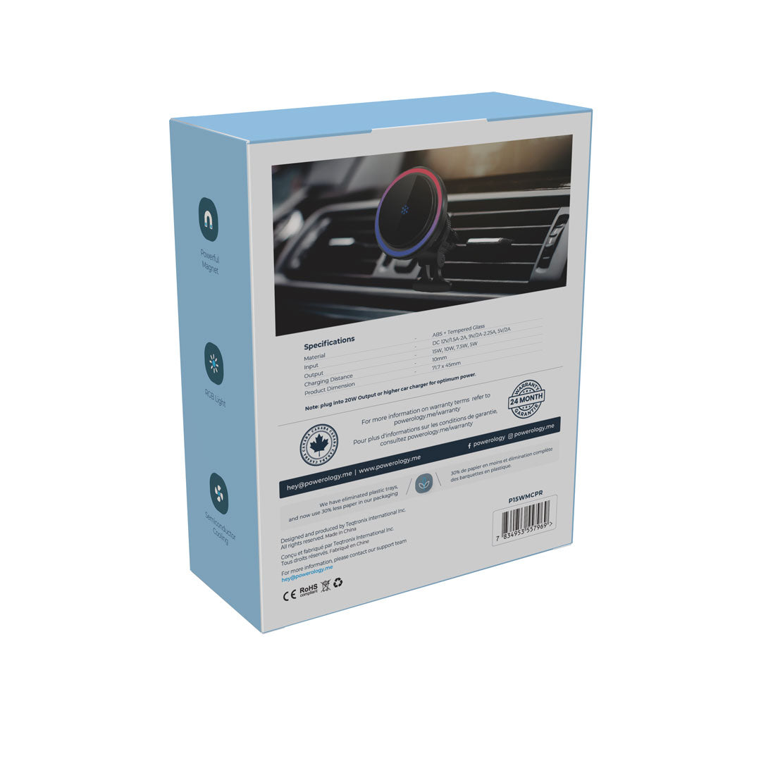 Powerology شاحن سريع ماج سيف بمعيار Qi2 - P15WMCPR - أسود