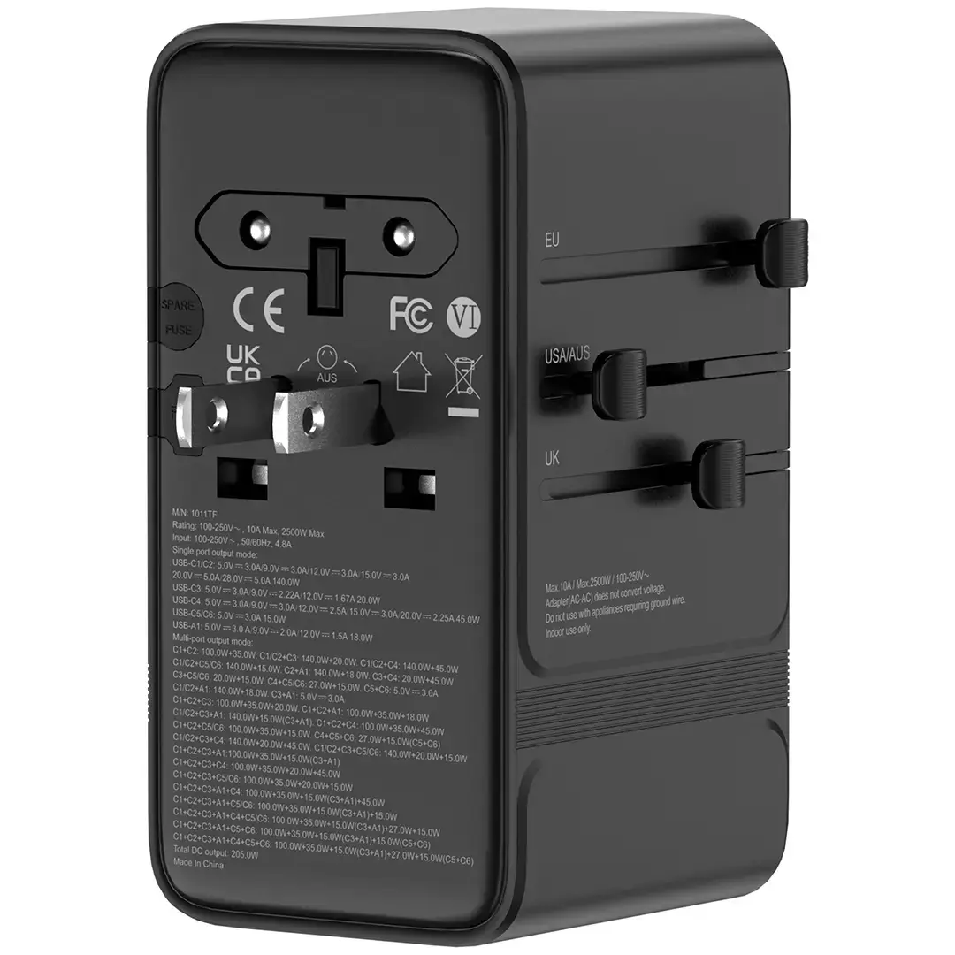 Powerology Spetrova GaN Multi-Port Universal Adapter PD 140W - PPBCHA120BK - Black