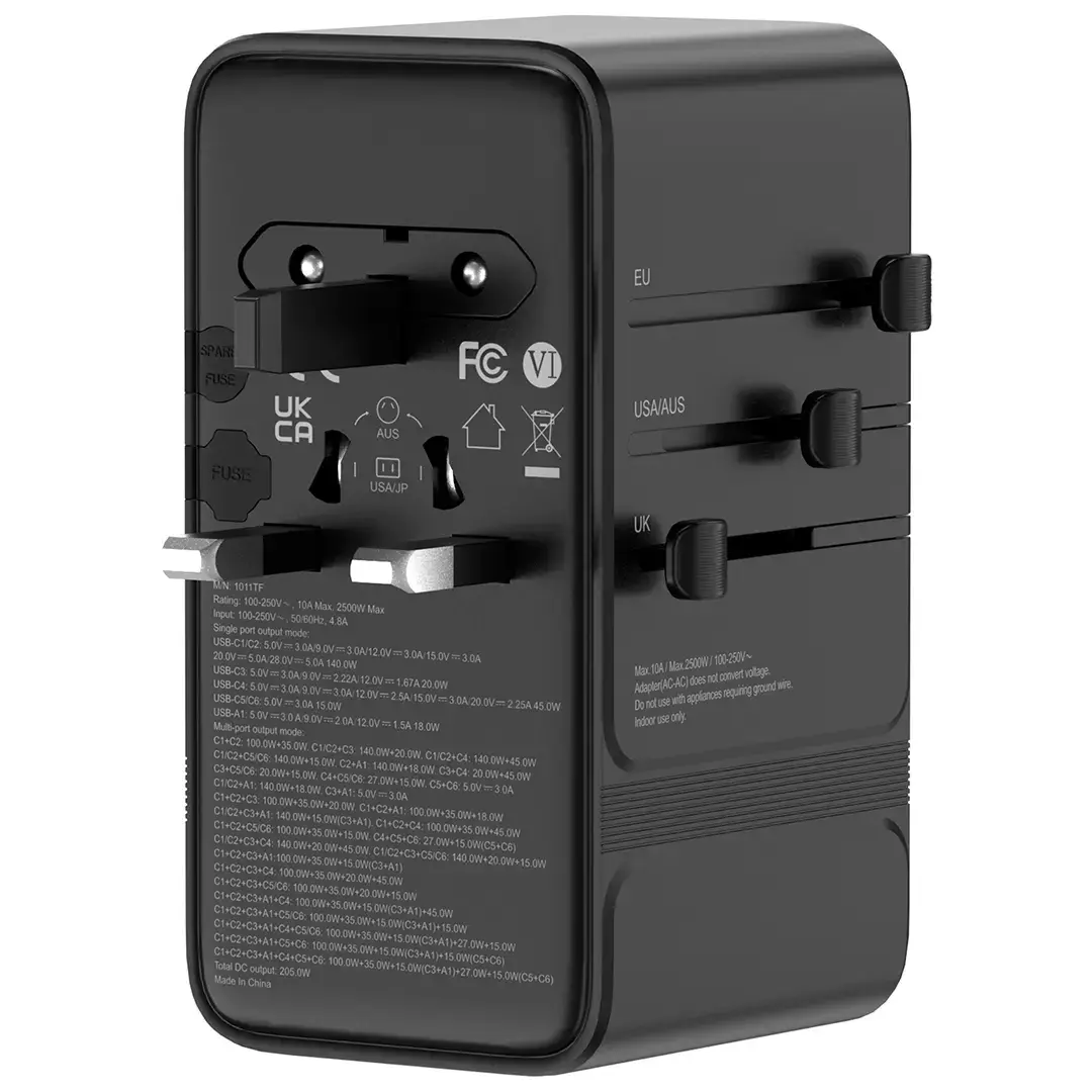 Powerology Spetrova GaN Multi-Port Universal Adapter PD 140W - PPBCHA120BK - Black