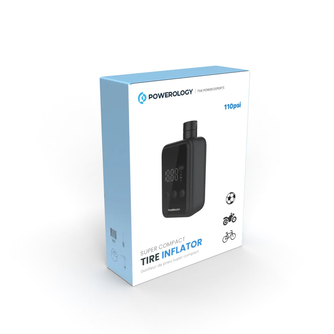 Powerology Super Compact Tire Inflator - P25CMAPBK - Black