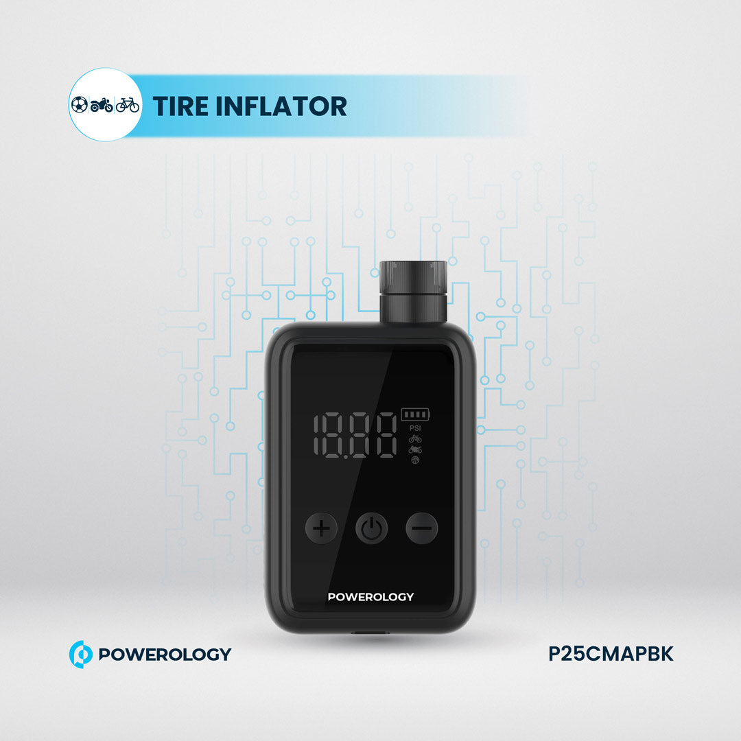 Powerology Super Compact Tire Inflator - P25CMAPBK - Black