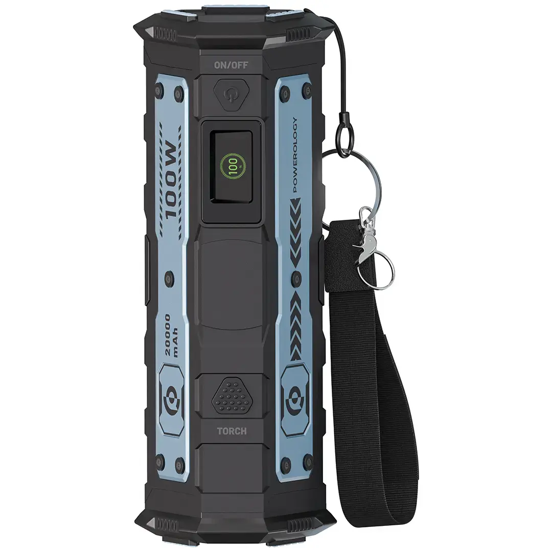 Powerology TorchPower 20000mAh Power Bank Built-in Flashlight - PPBCHA91BK - Black