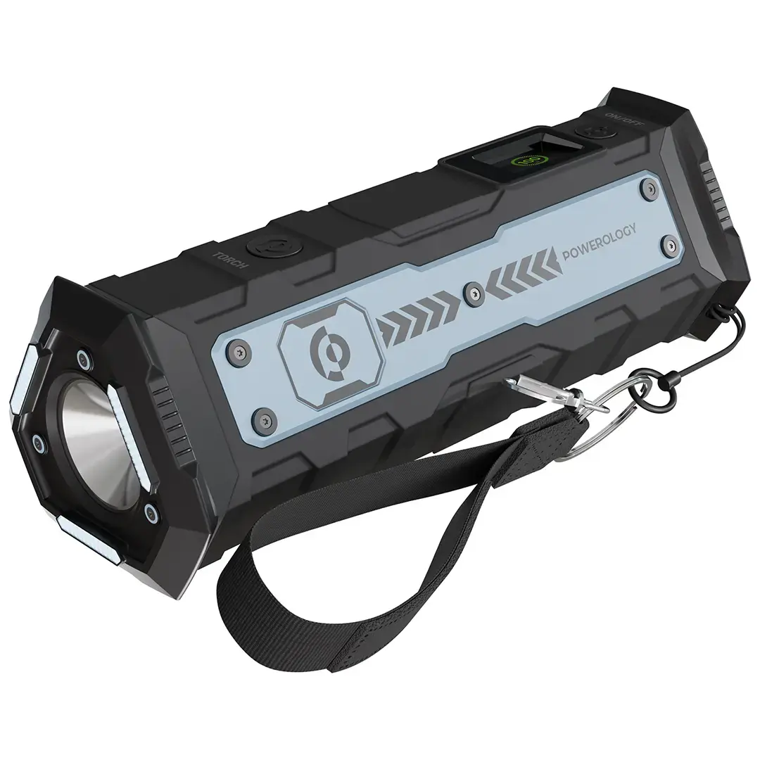 Powerology بنك طاقة TorchPower بسعة 20000 مللي أمبير مع مصباح يدوي مدمج - PPBCHA91BK - أسود