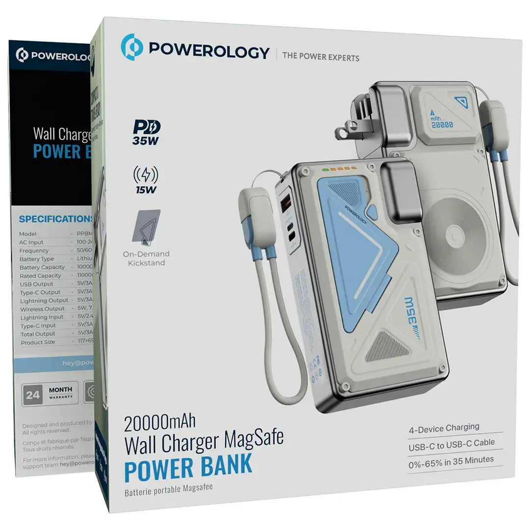 Powerology Wall Charger MagSafe Power Bank 20000mAh PD 35W - PPBMH104WH - White