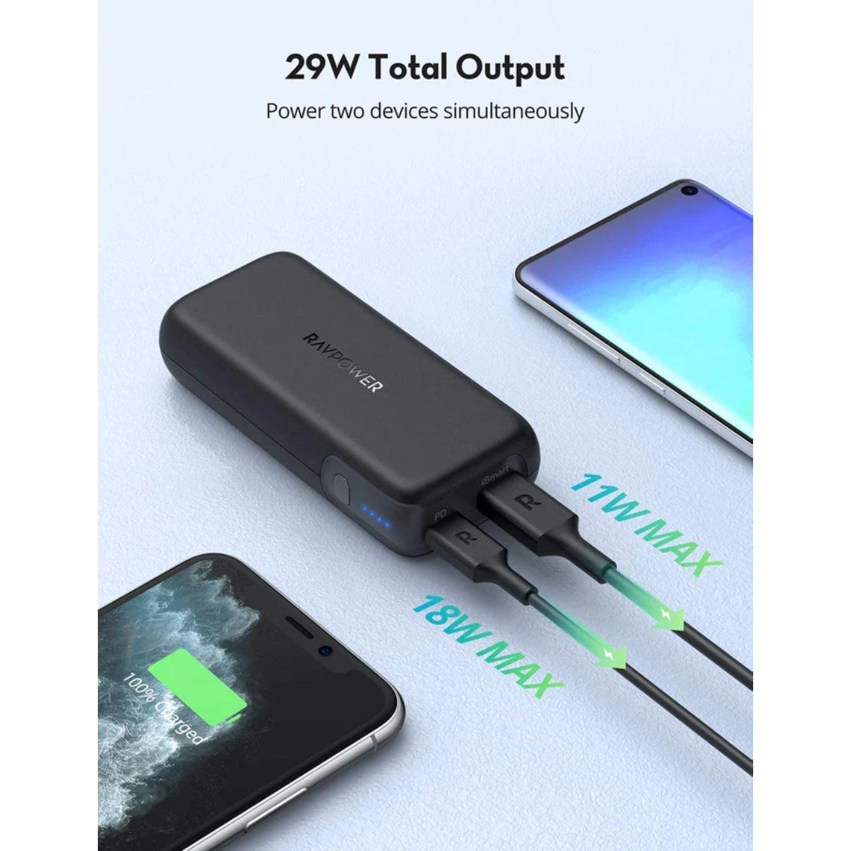 RAVPower PD Pioneer 10000mAh 20W 2-Port Power Bank - Black