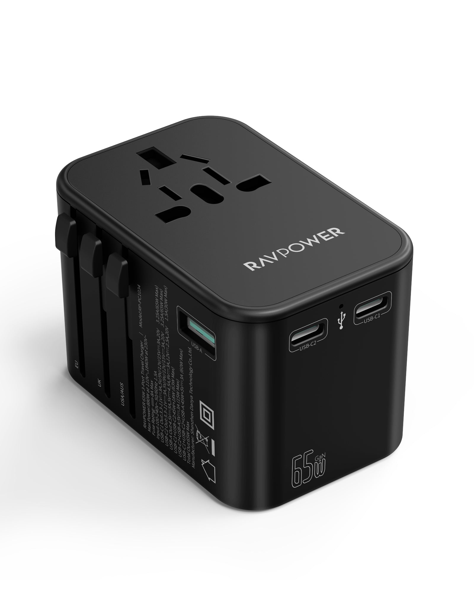 RAVPower PD PIONEER 65W 3-Port Travel Charger - PC1034