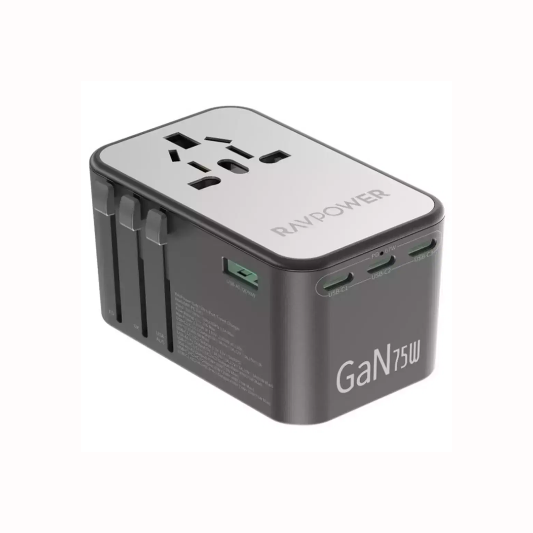 RAVPower GaN Travel Charger PD 75W 4-Port Black - RP-PC1043