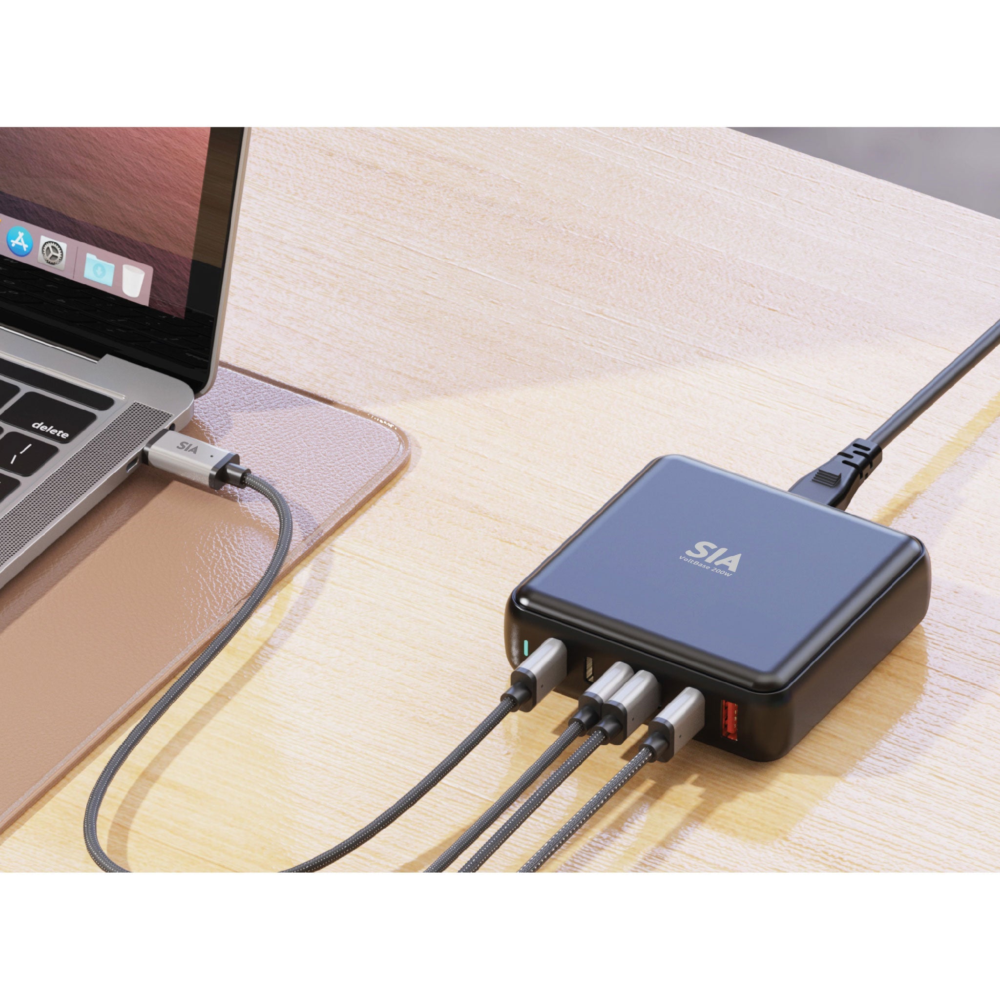 SIA desktop charger GAN PD/PPS/QC 200W WITH 5 TPYE-C PORTS AND 1 USB-A PORT BLACK -UK - SIVB200WUK