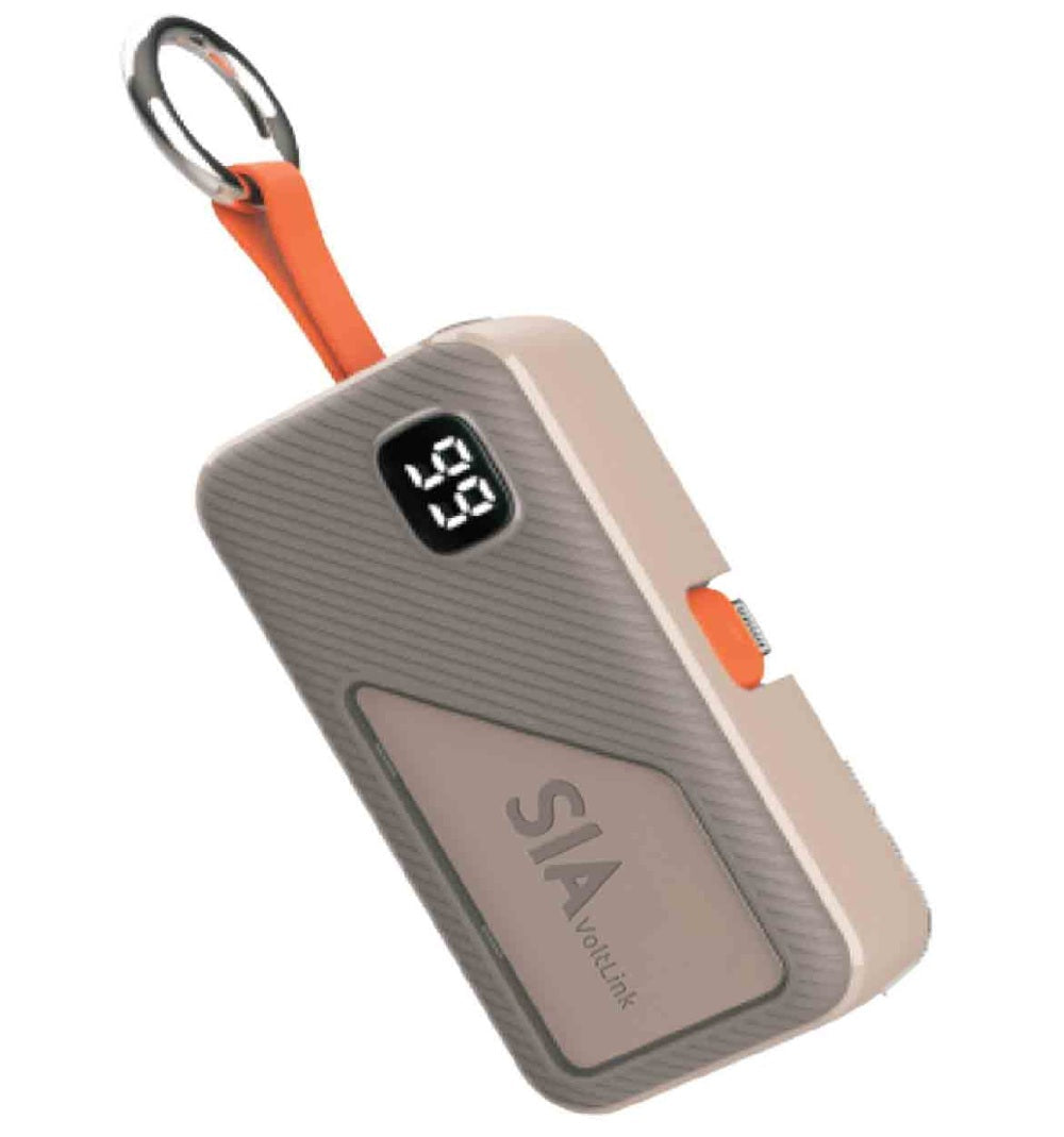 SIA Volt Link SIPBPLGL5-BEG Mini power bank lightning and Type-C plug PD 20W 5000Mah -BEIGE - SIPBPLGL5