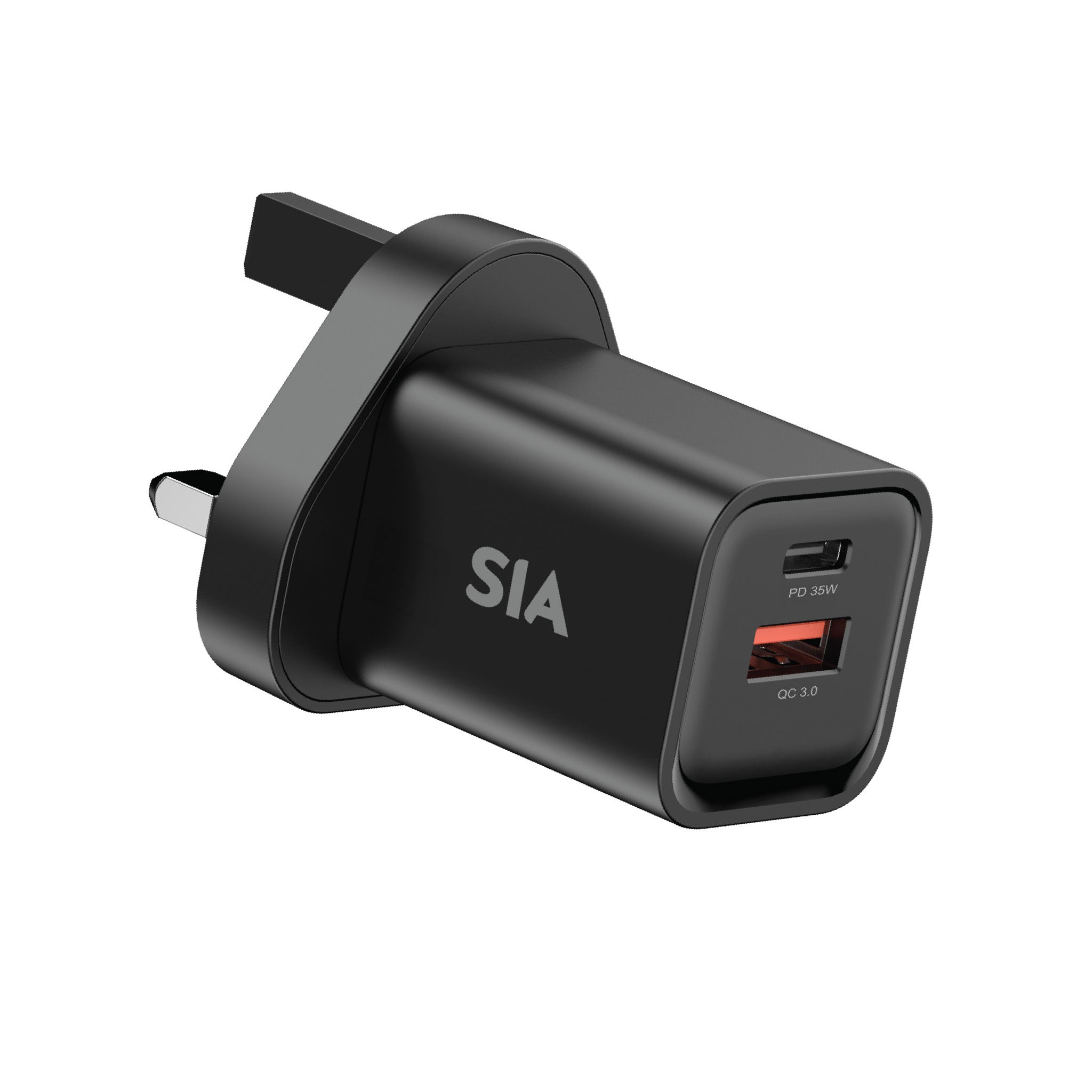 SIA WALL CHARGER GAN PD/PPS/QC 35W DUAL PORTS A+C -UK - SIVB35WUKP2