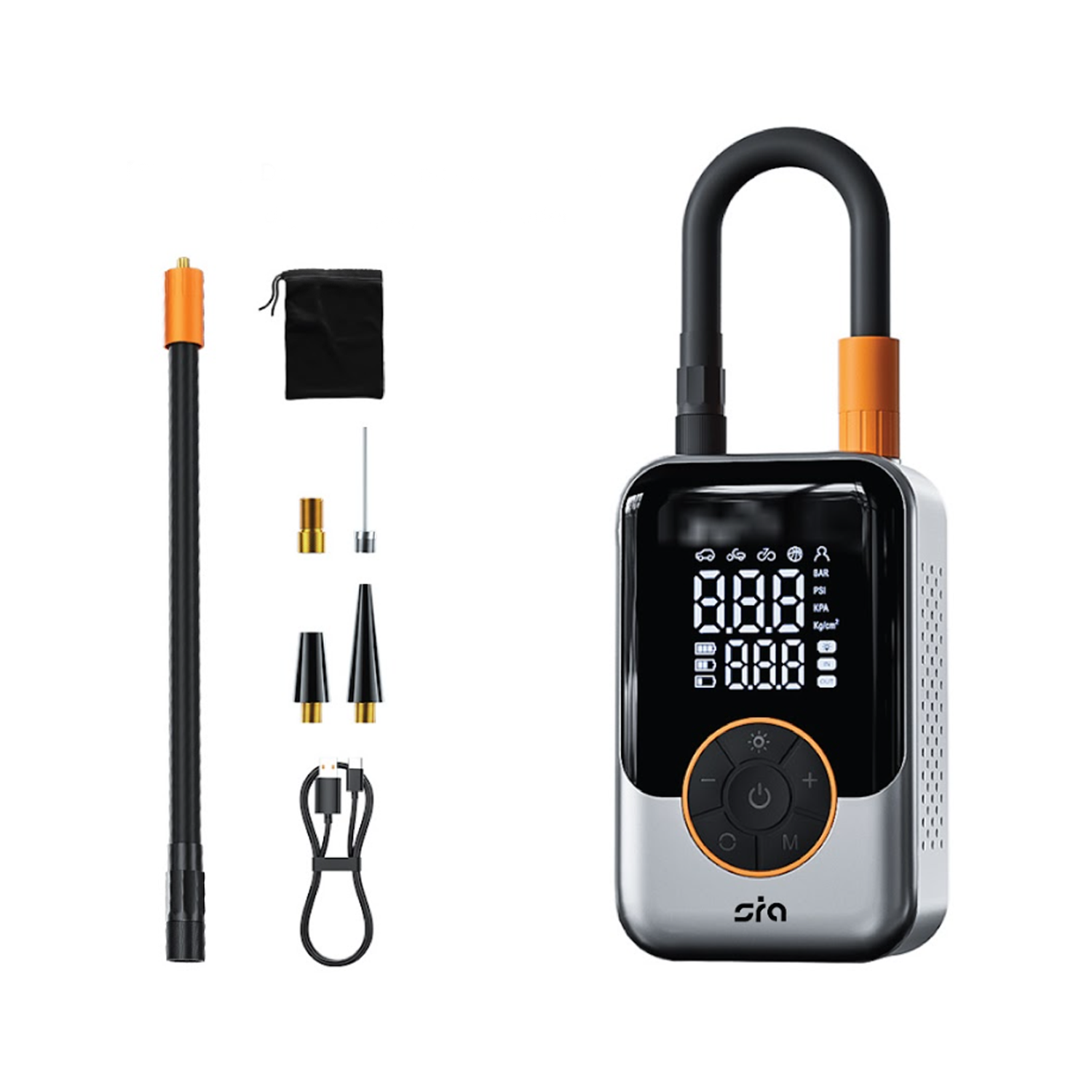 SIA portable electric air pump with digital pressure display