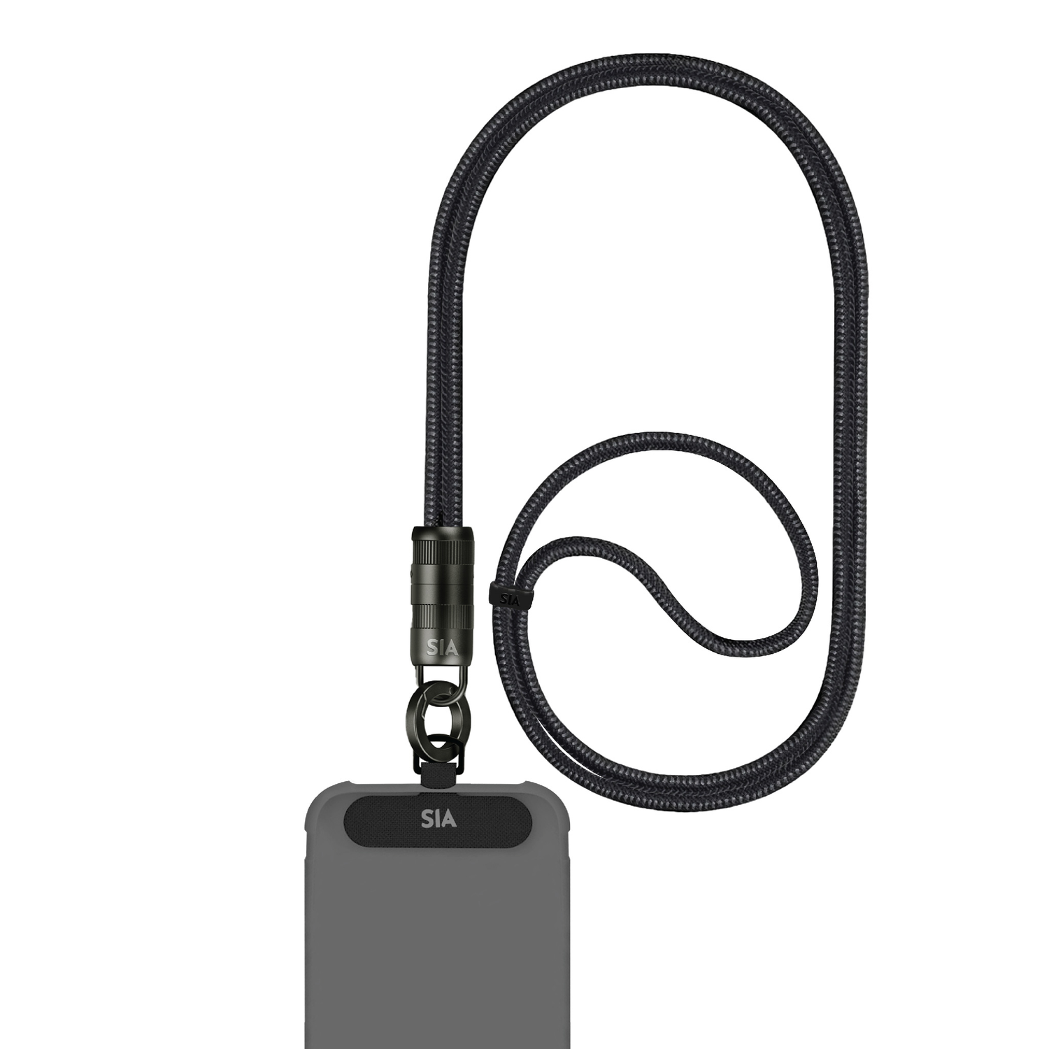 SIA Power Link fabric braided USB-C to USB-C lanyard cable 60W 1.2m in black