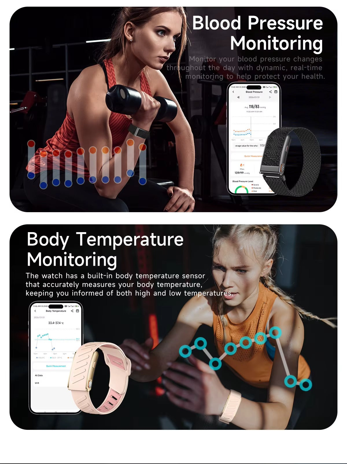 سوار Trackfit Ultra الذكية لتتبع اللياقة البدنية والصحة العامة - اللون الأسود
