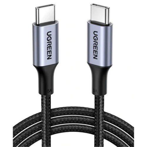 كابل يوجرين USB-A 2.0 إلى USB-C مضفر من الألومنيوم مطلي بالنيكل بطول 1.5 متر (أسود)