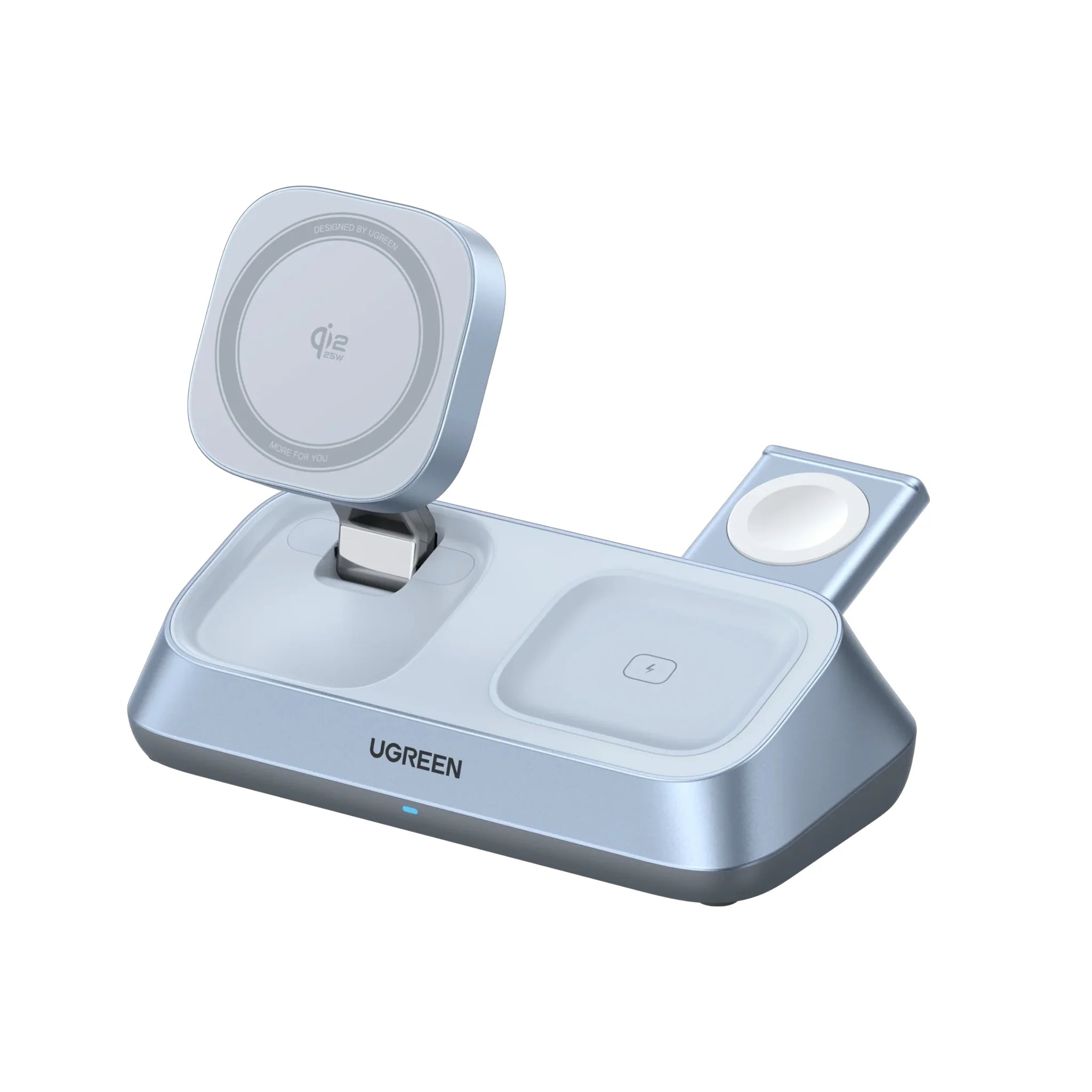 UGREEN MagFlow شاحن لاسلكي مغناطيسي 3 في 1 بقوة 25 واط Qi2 بقابس بريطاني - W711