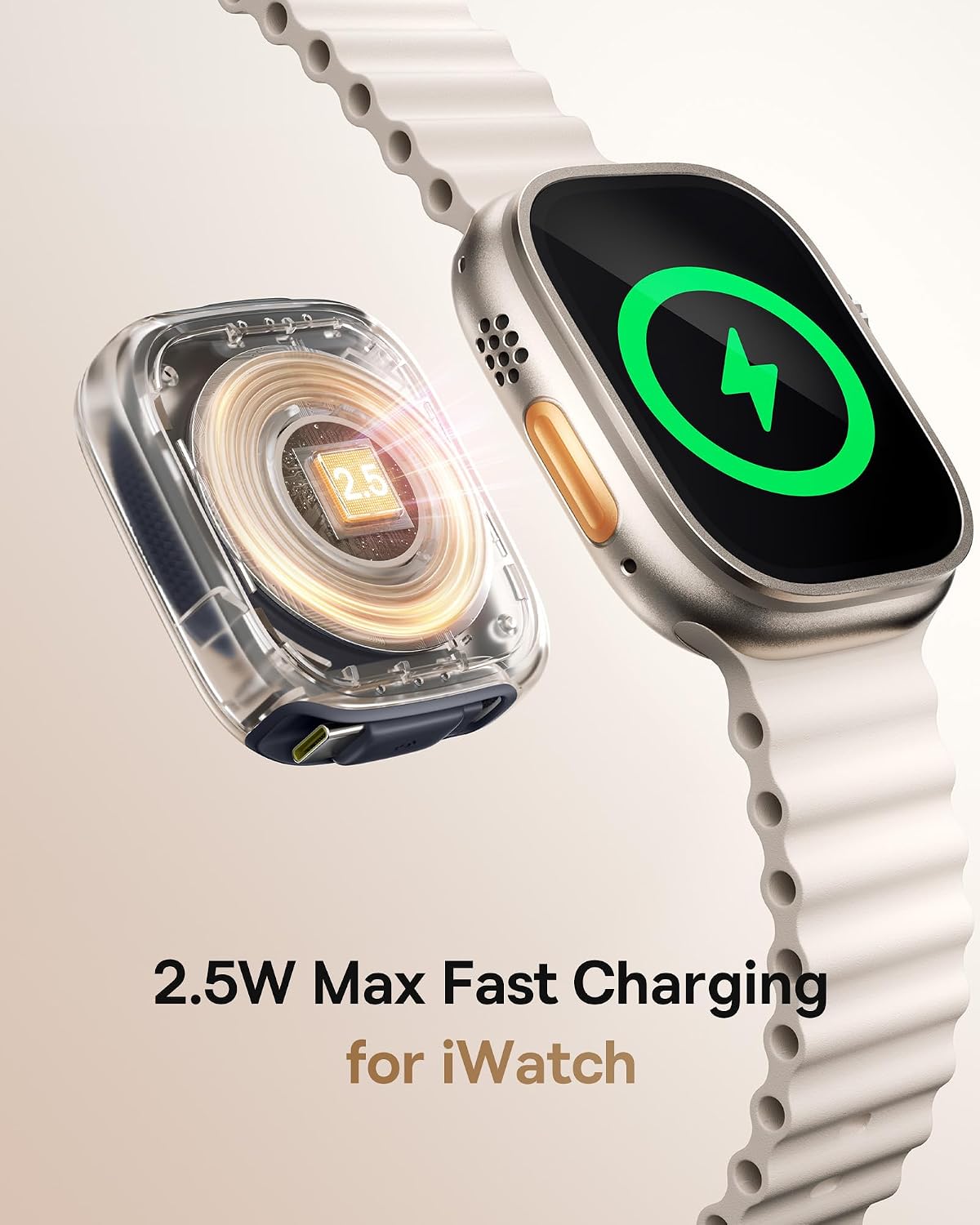 Baseus 100W Retractable Fast Charging Cable with Built-in Apple Watch Wireless Charger - Black