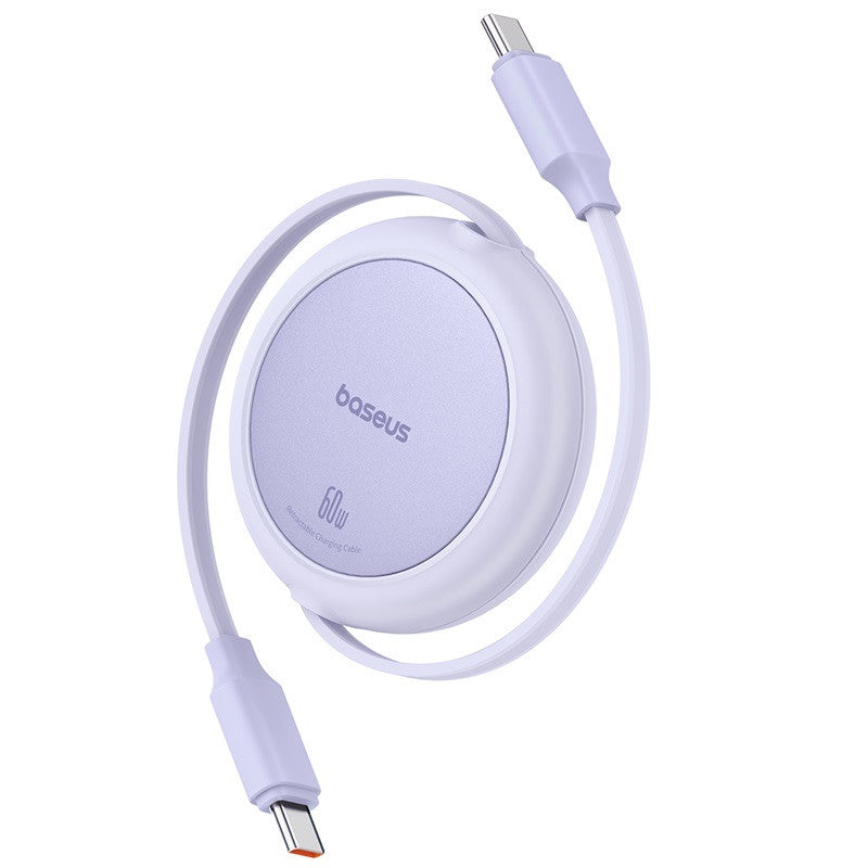 Baseus Free2Pull Mini 1m USB-C to USB-C 60W Charging Cable – Purple
