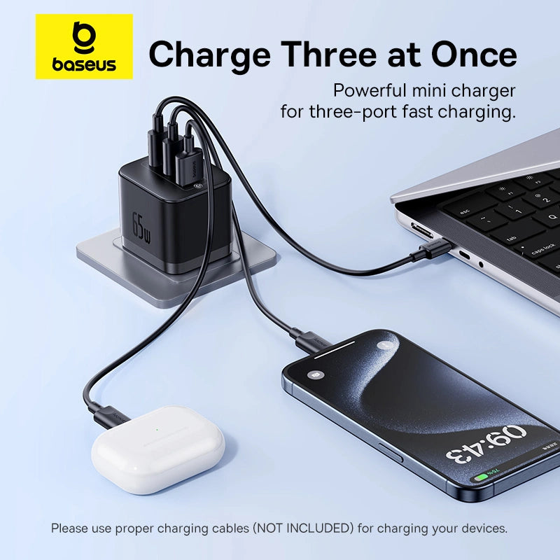 Baseus Palm 65W 2C+U Fast Charger – Black (UK)