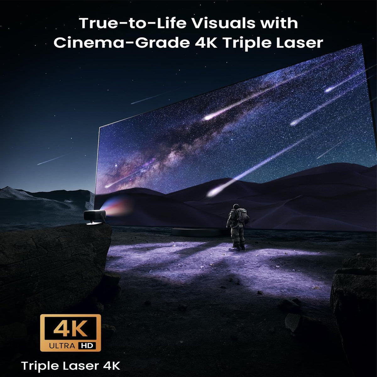 JMGO بروجكتر N1s Ultimate بدقة 4K ثلاثي الليزر وسطوع 3300 ISO ونظام Google TV